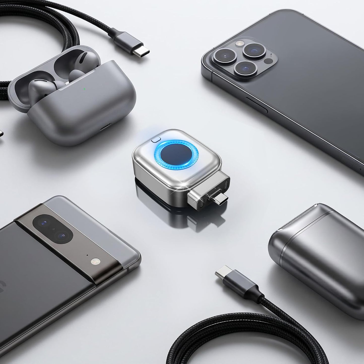 Auto Power off Charger Protector with AI Full Charge Disconnect Function,Supports up to 140W Power, Auto Disconnect Fast Charging Adapter, Prevent Battery Aging Extend Device Lifespan,Silver