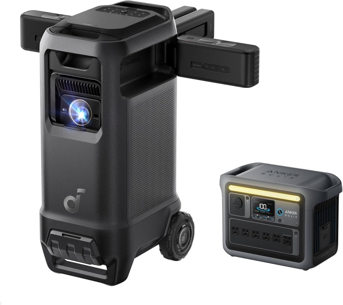 Soundcore Nebula X1 Pro with SOLIX C1000 Power Station, 4K Laser | 3,500 ANSI Lumens, 7.1.4 Spatial Sound, Dolby Atmos, Optical Zoom, 56,000:1 Contrast, for Indoor and Outdoor