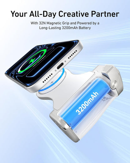 Pro Shot Imaging Grip + Beauty Selfie Flash Light Bundle Kit | DSLR Style Feel, Ergonomic Grip, Strong Magnetic Hold | Magsafe Creator Kit for Iphone & Android | for Selfie, Youtube, Zoom Call