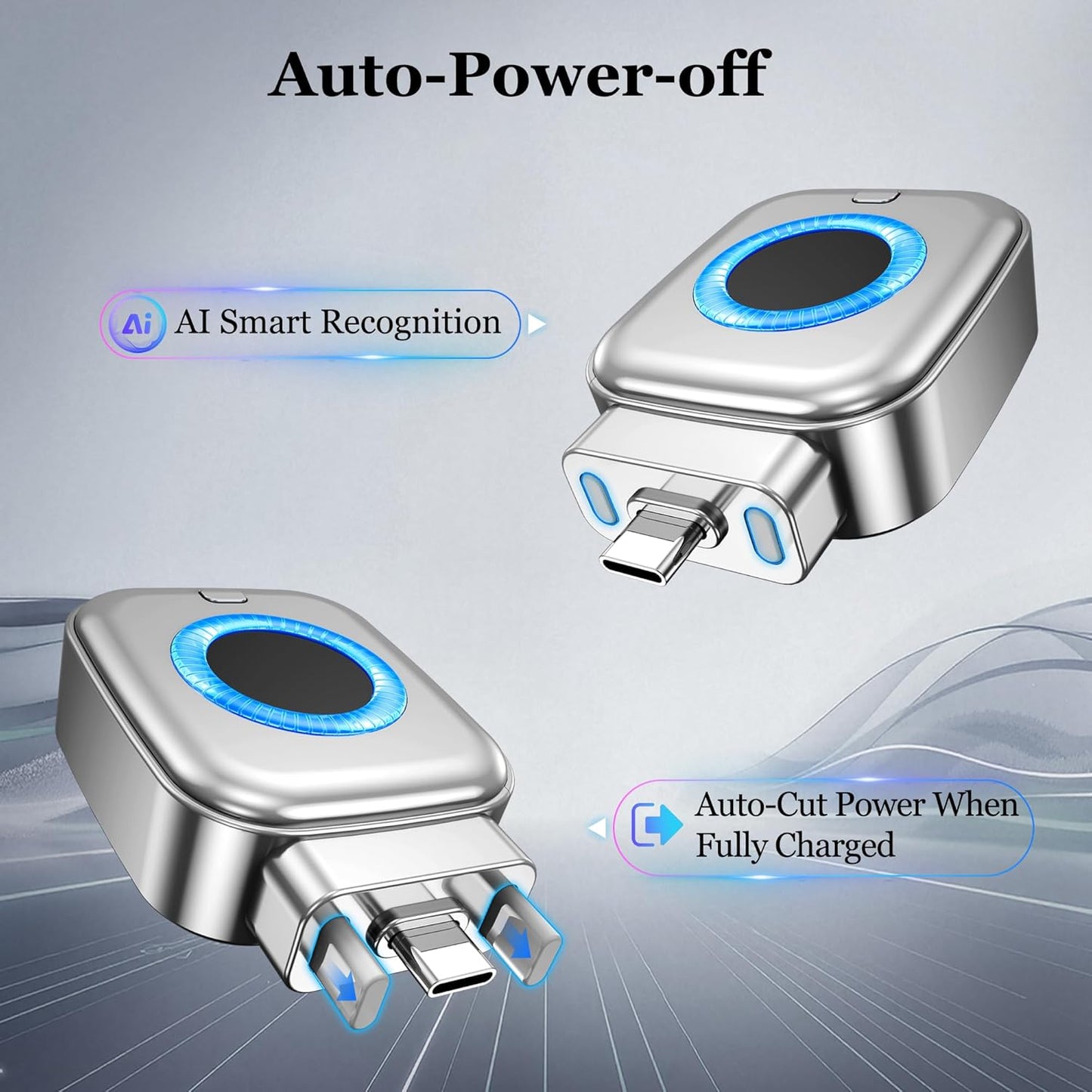 Auto Power off Charger Protector with AI Full Charge Disconnect Function,Supports up to 140W Power, Auto Disconnect Fast Charging Adapter, Prevent Battery Aging Extend Device Lifespan,Silver