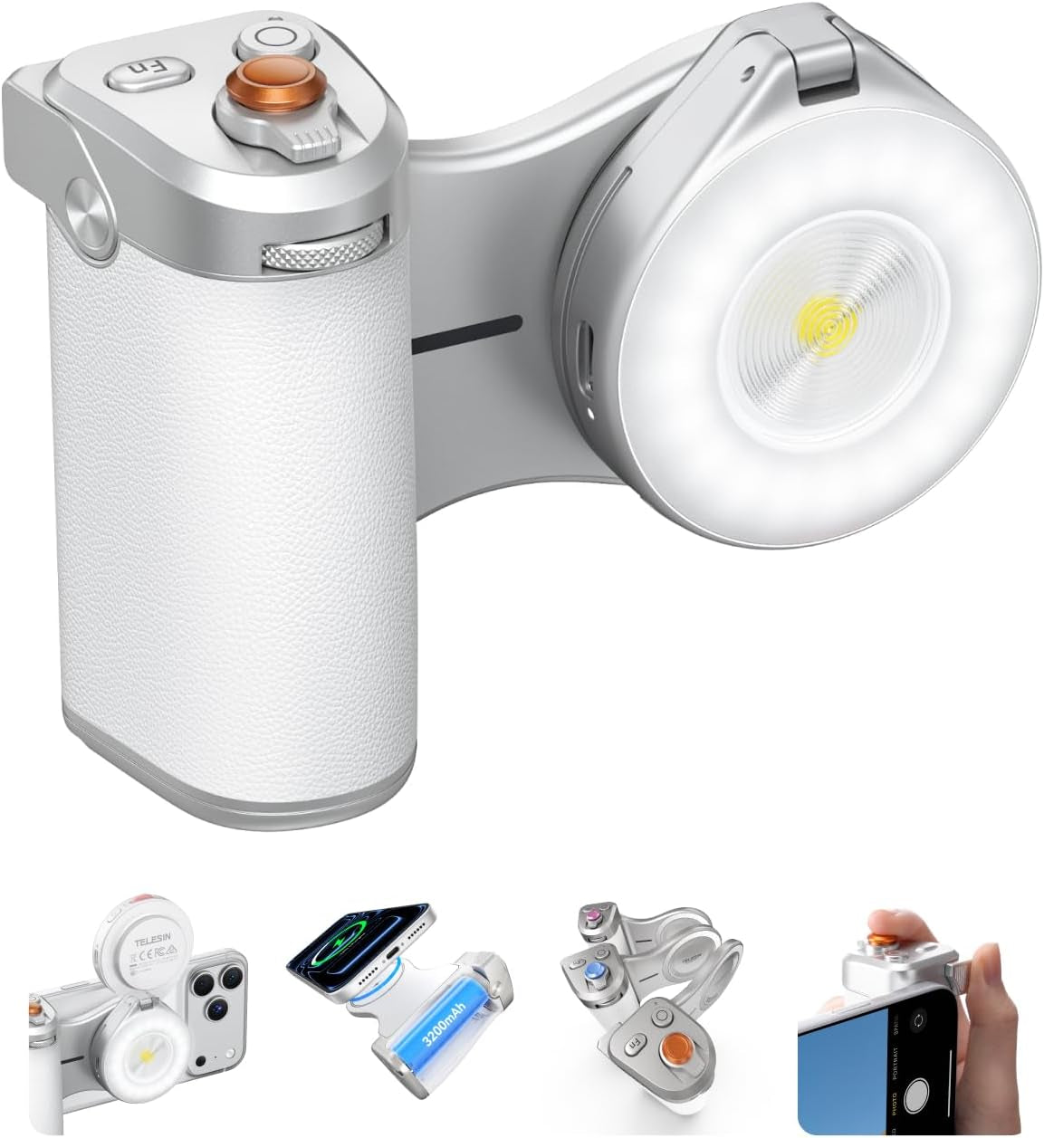 Pro Shot Imaging Grip + Beauty Selfie Flash Light Bundle Kit | DSLR Style Feel, Ergonomic Grip, Strong Magnetic Hold | Magsafe Creator Kit for Iphone & Android | for Selfie, Youtube, Zoom Call