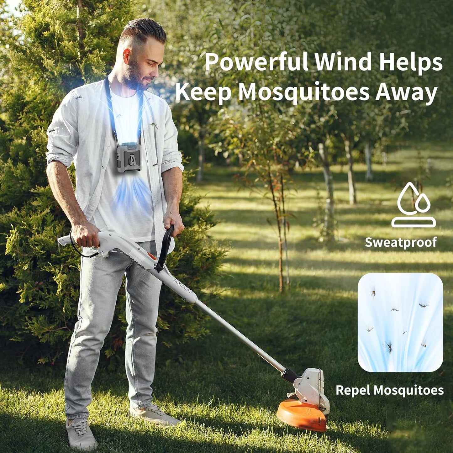 Socool 10000Mah Portable Waist Fan Clip on Wearable Belt Personal Fan Rechargeable Battery Operated with 5 Speeds & Flashlight Neck Hands-Free 40H Cooling for Outdoor Camping Travel (Gray）