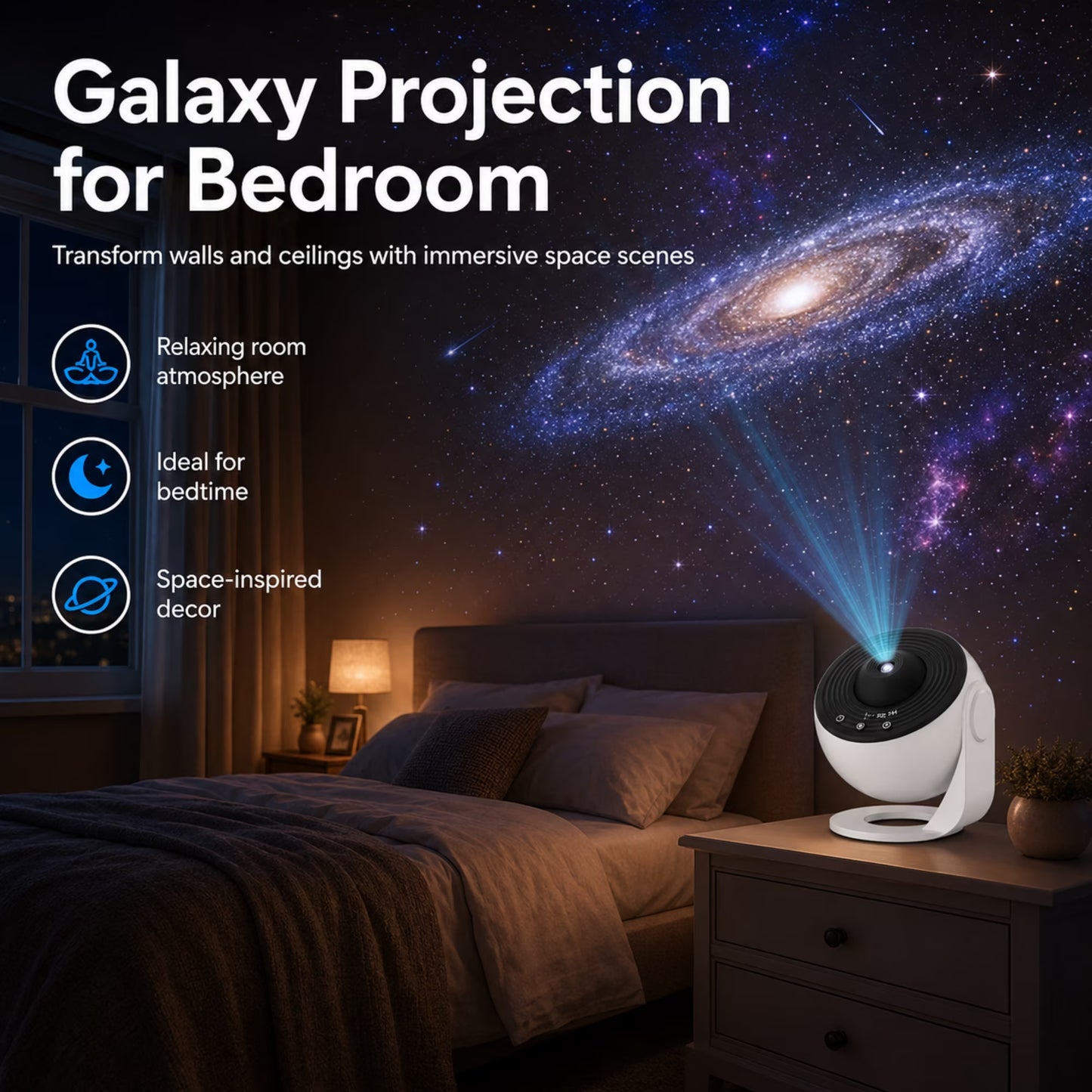 13 in 1 Planetarium Projector for Bedroom, Star Galaxy Projector Night Light with Timer, USB Powered Space Lamp for Room Decor, White
