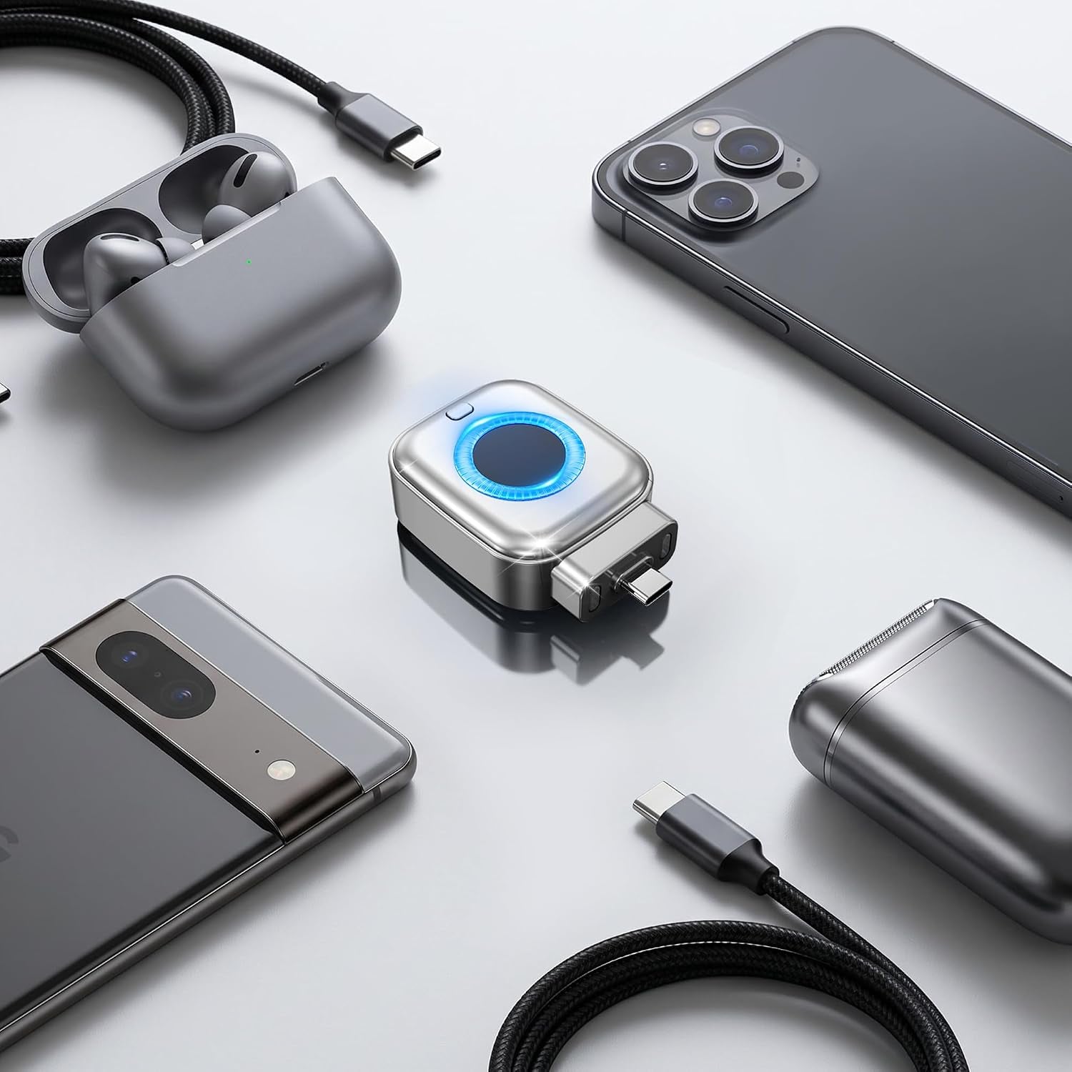 Auto Power off Charger Protector with AI Full Charge Disconnect Function,Supports up to 140W Power, Auto Disconnect Fast Charging Adapter, Prevent Battery Aging Extend Device Lifespan,Silver