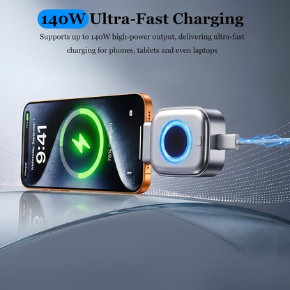 Auto Power off Charger Protector with AI Full Charge Disconnect Function,Supports up to 140W Power, Auto Disconnect Fast Charging Adapter, Prevent Battery Aging Extend Device Lifespan,Silver