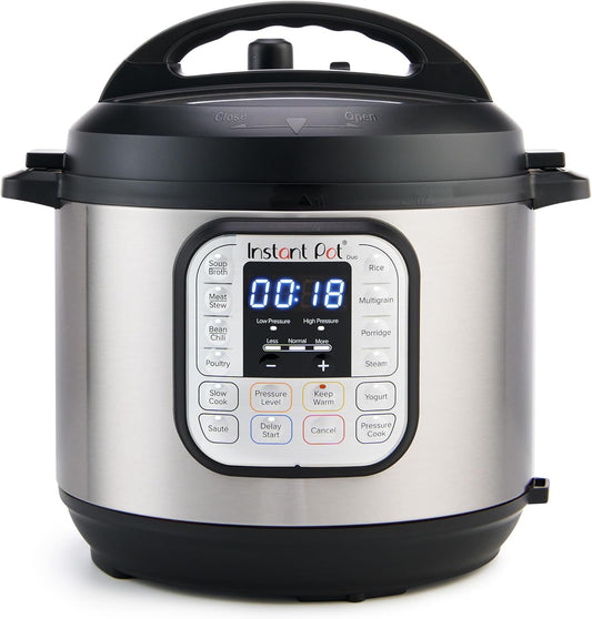 Duo 7-In-1 Electric Pressure Cooker, Slow Cooker, Rice, Steamer, Sauté, Yogurt Maker, Warmer & Sterilizer, Includes App with over 800 Recipes, Stainless Steel, 6 Quart