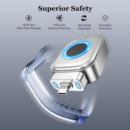Auto Power off Charger Protector with AI Full Charge Disconnect Function,Supports up to 140W Power, Auto Disconnect Fast Charging Adapter, Prevent Battery Aging Extend Device Lifespan,Silver