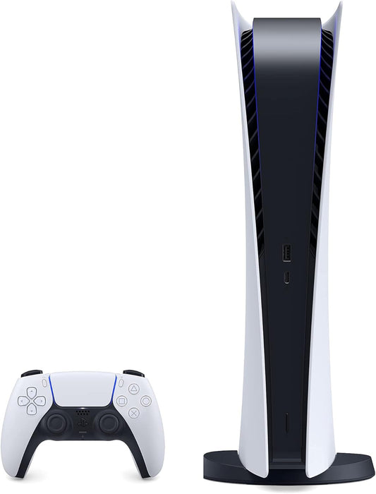PS5 - Sony Playstation 5 Digital Edition Gaming Console + Wireless Controller - 16GB GDDR6 RAM, 825GB SSD, 120Hz 8K Output, White