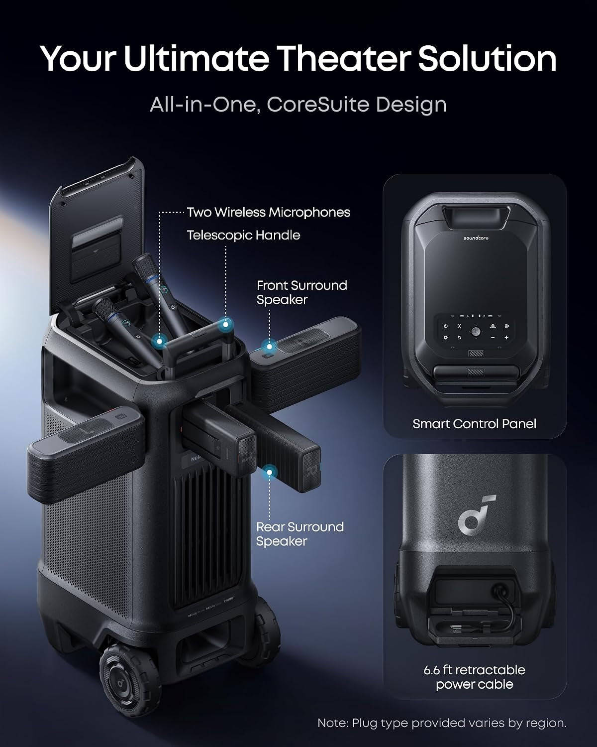 Soundcore Nebula X1 Pro with SOLIX C1000 Power Station, 4K Laser | 3,500 ANSI Lumens, 7.1.4 Spatial Sound, Dolby Atmos, Optical Zoom, 56,000:1 Contrast, for Indoor and Outdoor