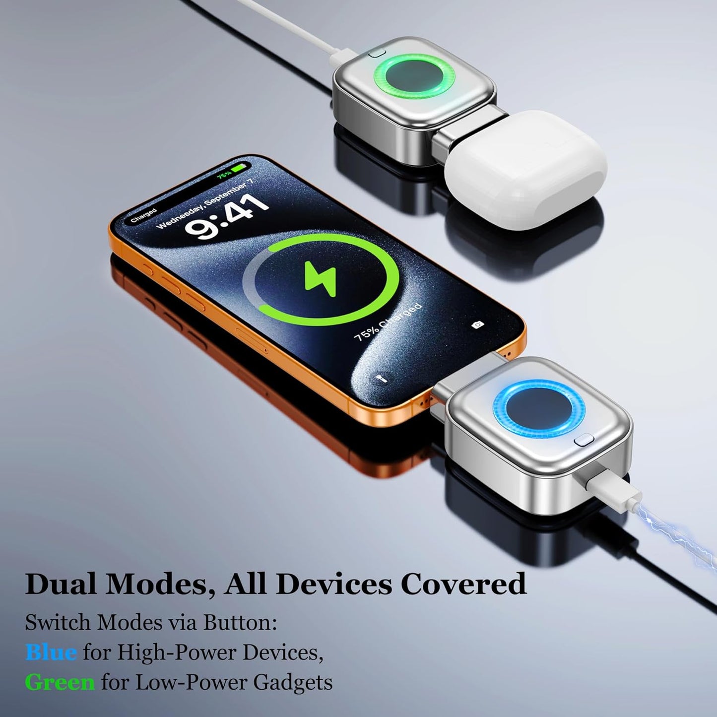 Auto Power off Charger Protector with AI Full Charge Disconnect Function,Supports up to 140W Power, Auto Disconnect Fast Charging Adapter, Prevent Battery Aging Extend Device Lifespan,Silver